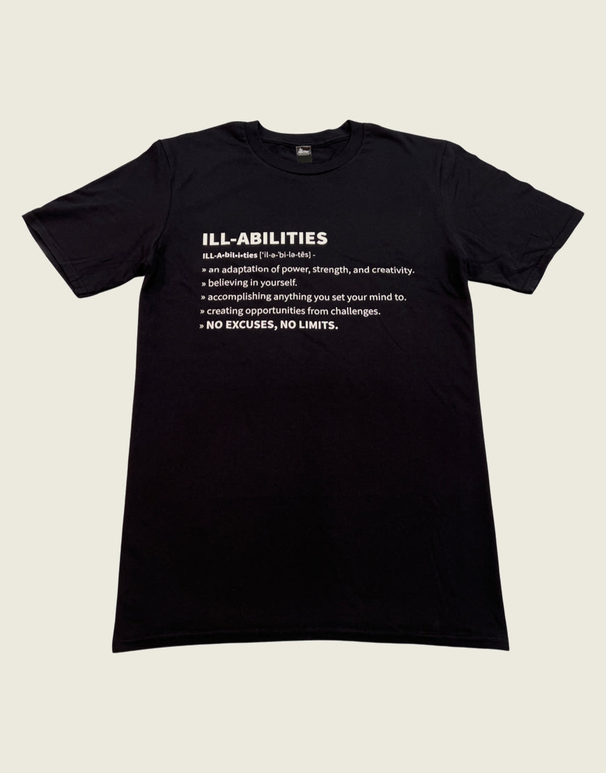 T-Shirt NO EXCUSES, NO LIMITS Definition Design - Black - Illabilities